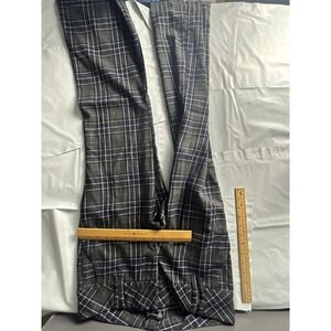 Women Plaid Trousers High Waist Wide Leg Pants Black Blue White
